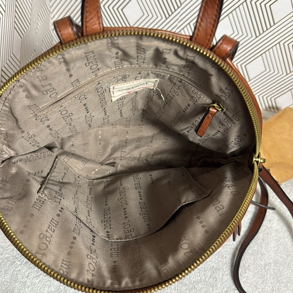 Margot New York Leather Backpack brown adjustable straps large soft lined inside main image 7